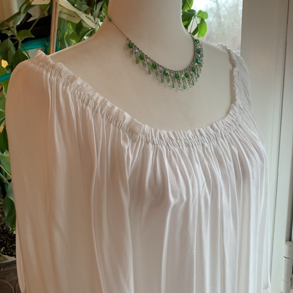 Elan White Boho Gypsie Top Blouse Cover Up OS NWT